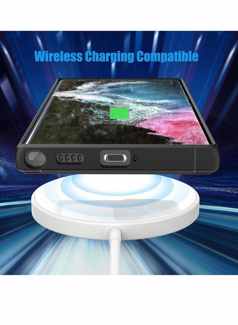 Y&D Designed for Samsung S22 Ultra Case,Excefore Clear Translucent Hard Back with Soft Bumper Edge Slim Protective Thin Phone Cover Compatible Galaxy 5G Case Black - Image 4