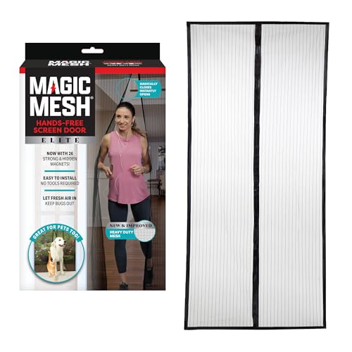Magic Mesh Elite- More Durable Magnetic Screen Door, Reinforced Seam, Strong & Hidden Magnets- Keeps Bugs Out, Fits Single Doors up to 39"x83" - Image 1