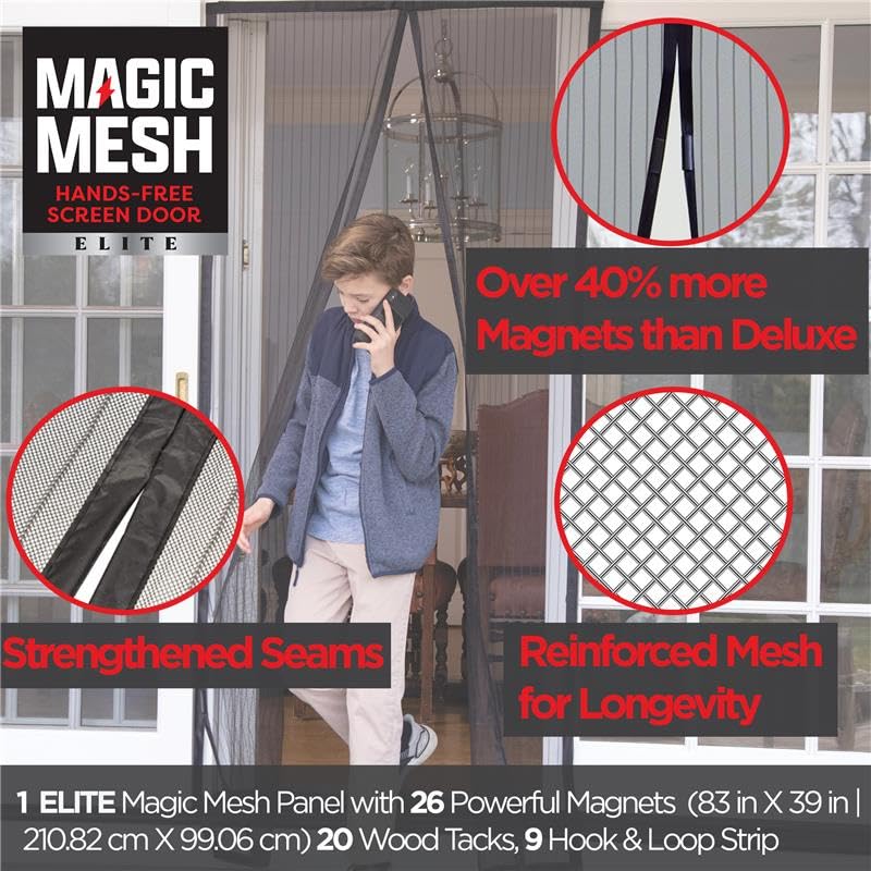 Magic Mesh Elite- More Durable Magnetic Screen Door, Reinforced Seam, Strong & Hidden Magnets- Keeps Bugs Out, Fits Single Doors up to 39"x83" - Image 2