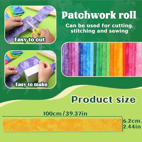 ZMAAGG Jelly Roll Fabric, Fabric Squares Patchwork Sewing Roll Soft Cotton Fabrics for Quilting Crafting Fabrics Strips Bundle for DIY Craft Decoration, Cushions, Tablecloths Making - Image 3