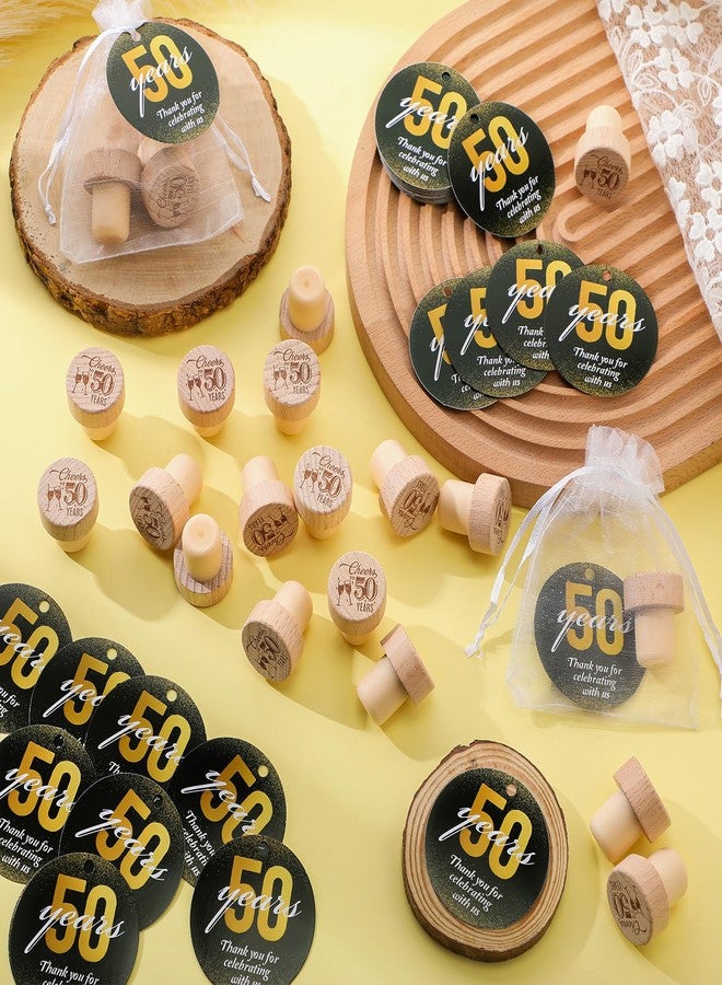 Barydat مجموعة باريدات المكونة من 50 قطعة من هدايا حفلات عيد الميلاد الخمسين: سدادات زجاجات نبيذ، سدادات خشبية، بطاقات شكر، ملصقات، أكياس أورجانزا، هدايا عيد ميلاد للضيوف. - Image 5