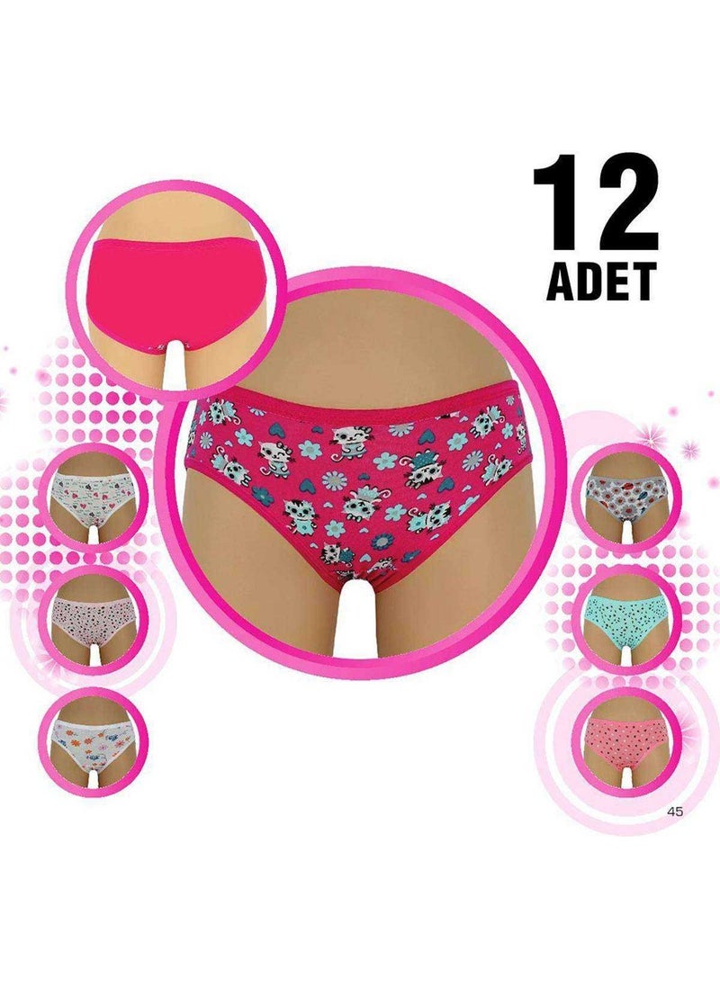 Oresse - 12 Pieces Girl Patterned Slip Panties - Image 1