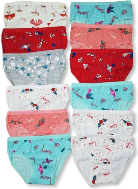 12 Pieces Girl Patterned Slip Panties