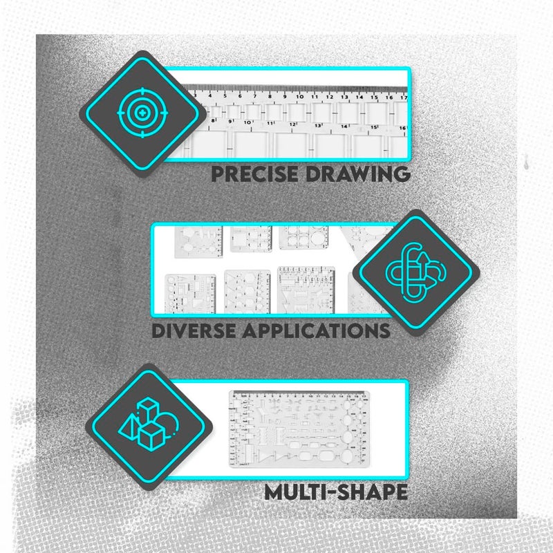 SE 8-Piece Geometric Drawing Template Stencil Set for Crafts, Scrapbooking, and Jewelry Design - JT-ST8 - Image 4