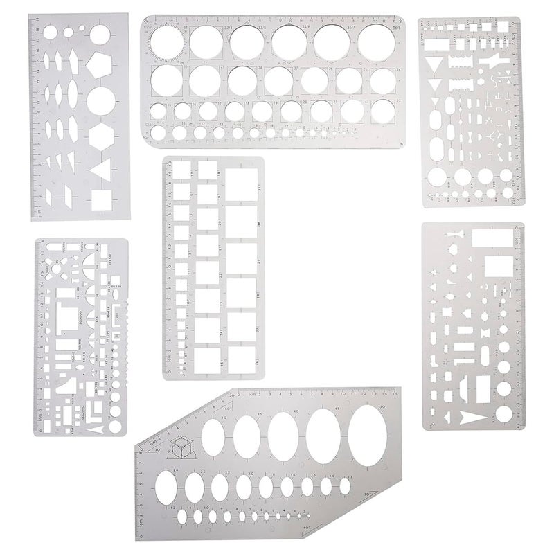 SE 8-Piece Geometric Drawing Template Stencil Set for Crafts, Scrapbooking, and Jewelry Design - JT-ST8 - Image 1
