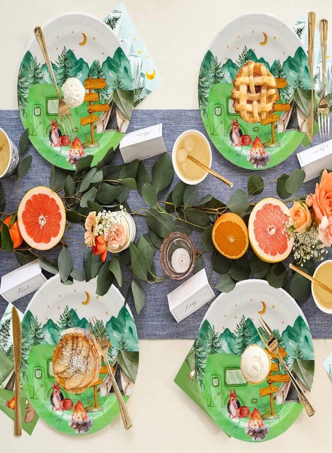 HSPAIDYP 50Pcs Camping Party Supplies Camping Party Paper Plates,7"Happy Camper Dessert Plates for Camping Adventure Themed Woodland Baby Shower Forest Hiking Camp-Fire Camping Birthday Party Decorations - Image 5