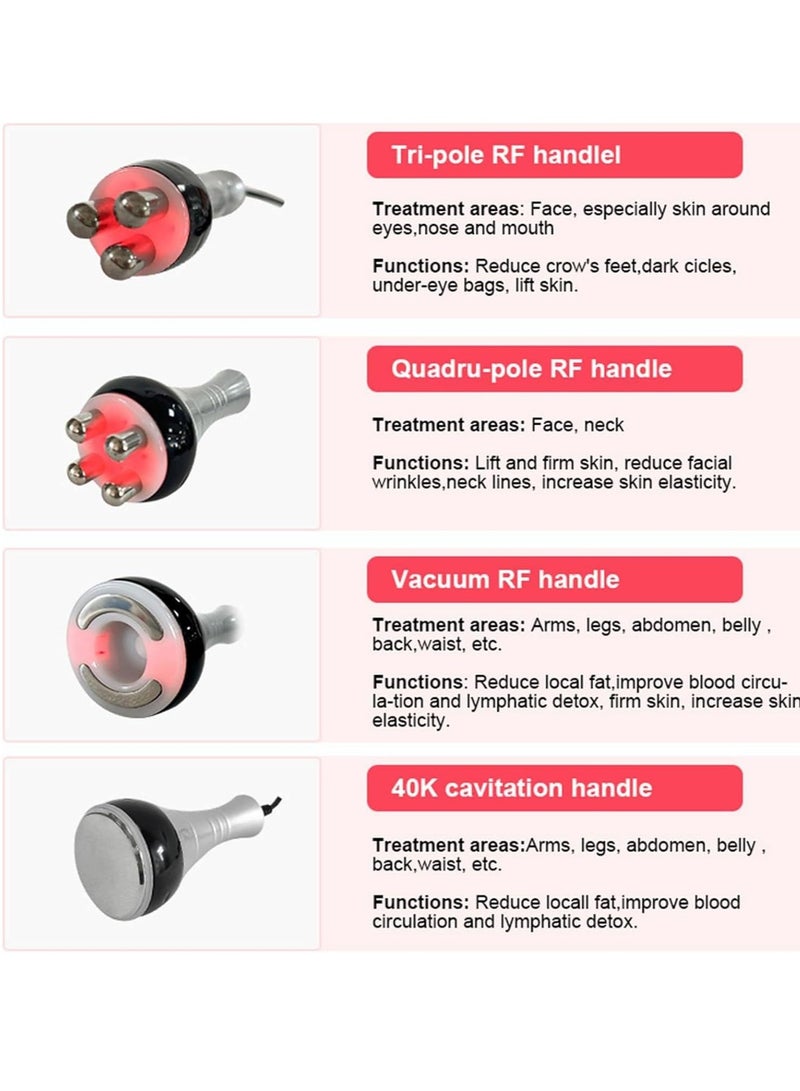 EVEREEN Portable 4 in 1 Cavitation Vacuum RF Machine 40K Cavitation Slimming RF Body Tripolar RF Head for Spa/Home Facial Machine - Image 4