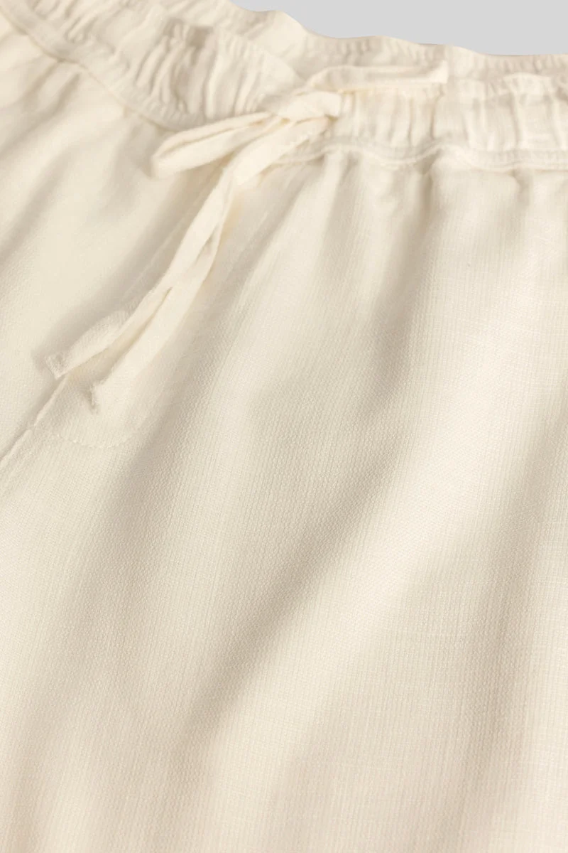 SNITCH Martino Off White Plain Relaxed Fit Trousers