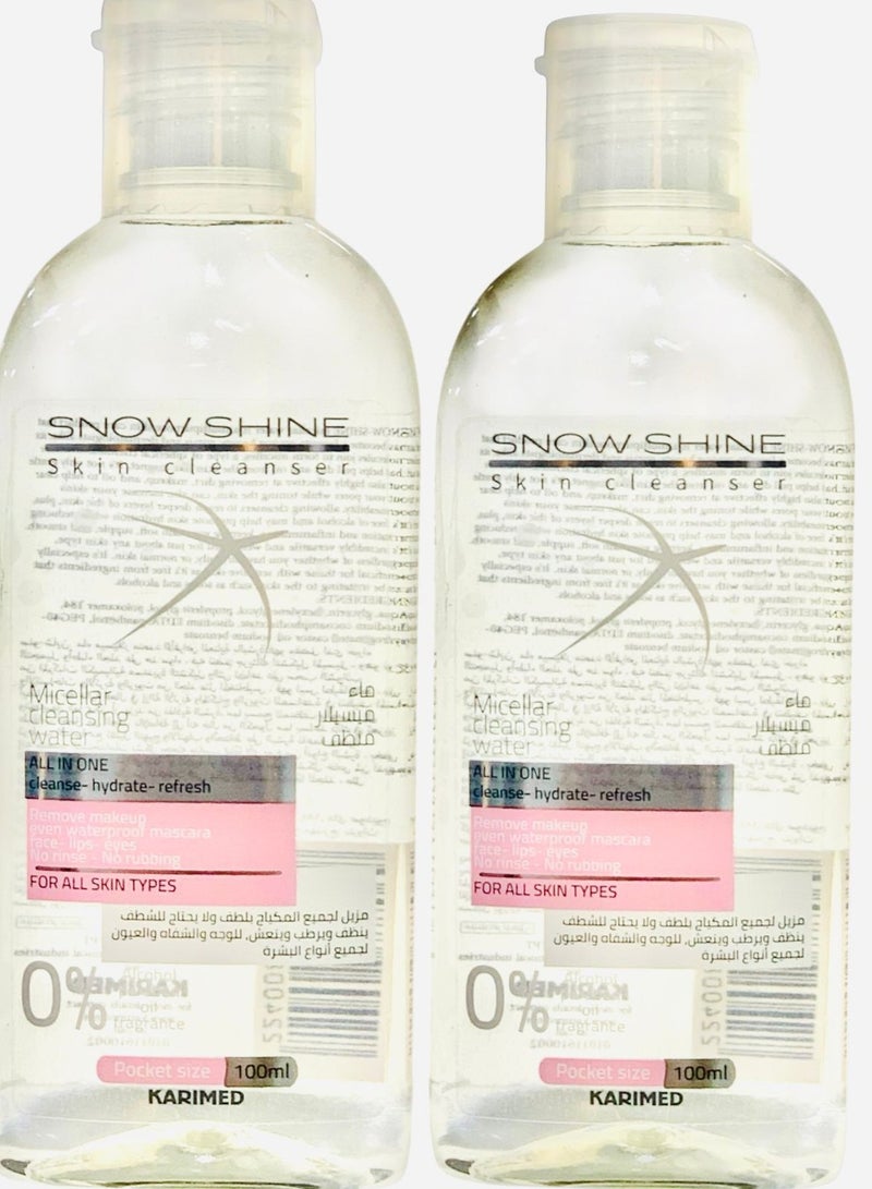 Snow Shine Micellar Cleansing Water All In One For All Skin Types 100 ML  2 Pcs