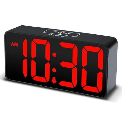 DreamSky Small Digital Alarm Clock for Bedroom, Large Big Numbers Display with Brightness Dimmer, Electric Bedside Desk Clock with USB Charging Port, Adjustable Alarm Volume, USB-C Adapter Powered - Image 1