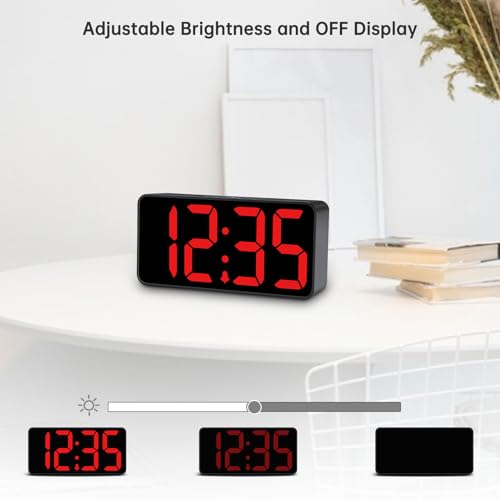 DreamSky Small Digital Alarm Clock for Bedroom, Large Big Numbers Display with Brightness Dimmer, Electric Bedside Desk Clock with USB Charging Port, Adjustable Alarm Volume, USB-C Adapter Powered - Image 3