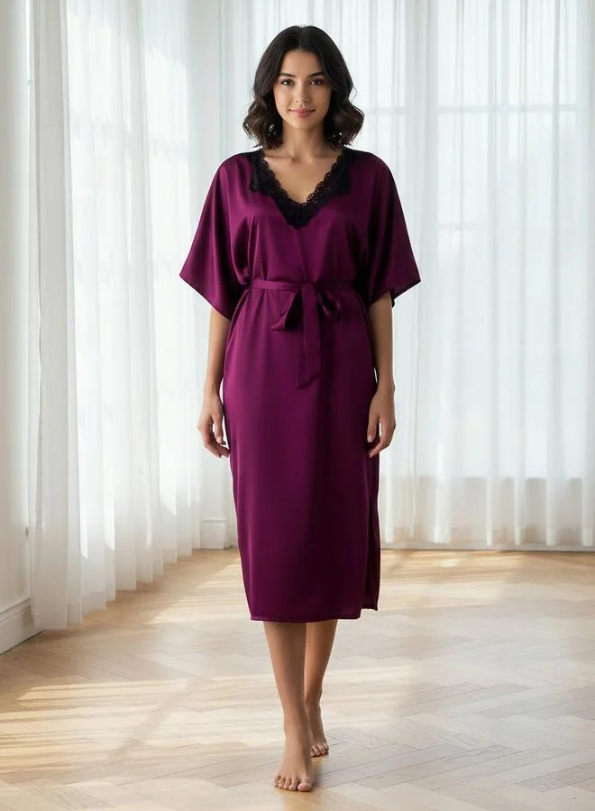 أدريا Adaraya Night Dress Short Sleeve With Belt