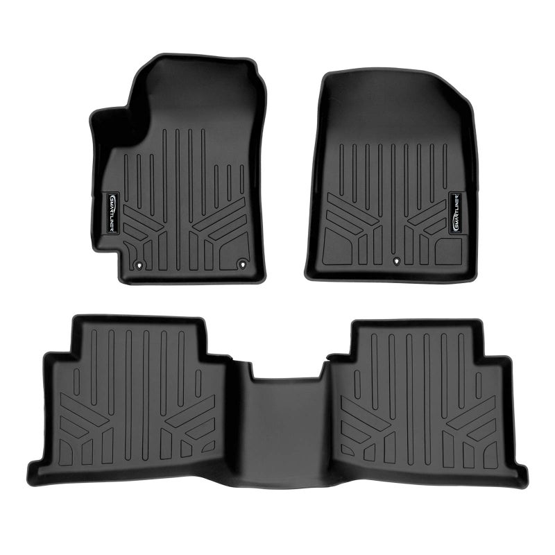 SMARTLINER All Weather Custom Fit Floor Mats 2 Row Liner Set Black for 2021-2024 Kia Seltos