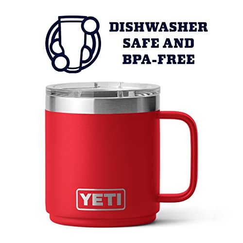 YETI Rambler 10 oz Stackable Mug, Vacuum Insulated, Stainless Steel with MagSlider Lid, Rescue Red - Image 4