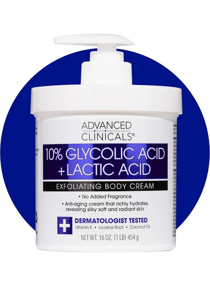أدفانسد كلينيكال لوشن الجسم من أدفانسد كلينيكالز، مُرطّب للعناية بالبشرة، بحمض الجليكوليك ١٠٪ وحمض اللاكتيك كريم الجسم المُقشّر KP المُزيل للحبوب من AHA للبشرة الخشنة والمُتكرّرة  لعلاج التقرن الشعري | بدون عطور إضافية، ١٦ أونصة - Image 3