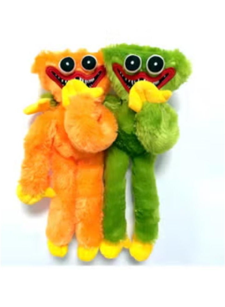 Huggy Wuggy Plush Toy,Poppy Playtime Huggy Wuggy Sausages Monsters Plush Horror Doll Scary and Funny Plush Doll Playing Holiday Decoration Birthday Gift 15.7 inch (Green and Orange) - Image 2