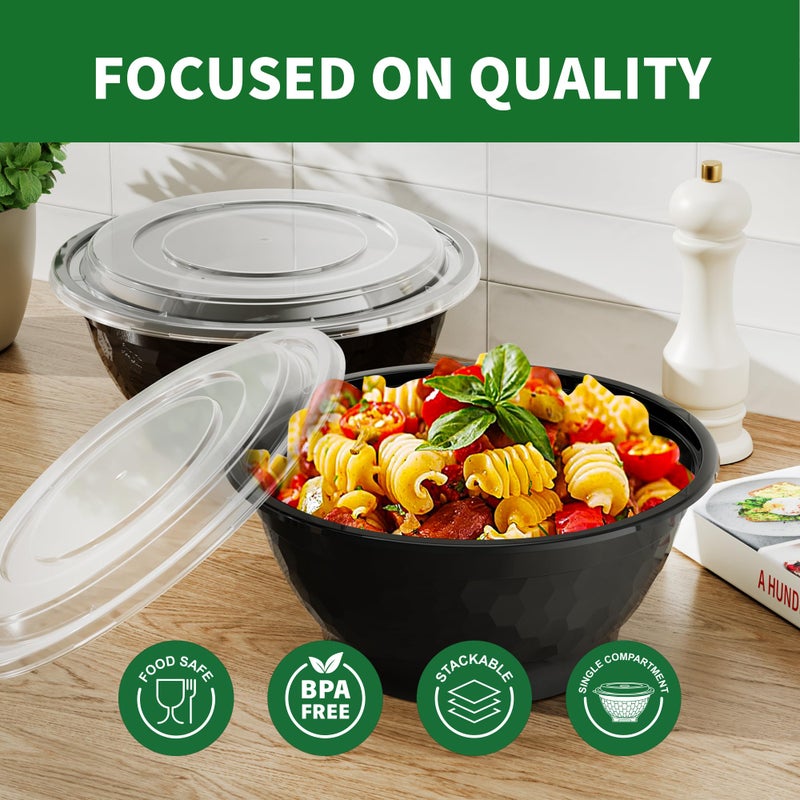 Apsic Meal Prep Bowls Containers, 50 Sets 38oz (100-Piece) Plastic Bowls with Lids for Soup Salad, Disposable To Go Food Storage Container, Round Lunch Box, BPA Free, Microwave/Dishwasher/Freezer Safe - Image 5