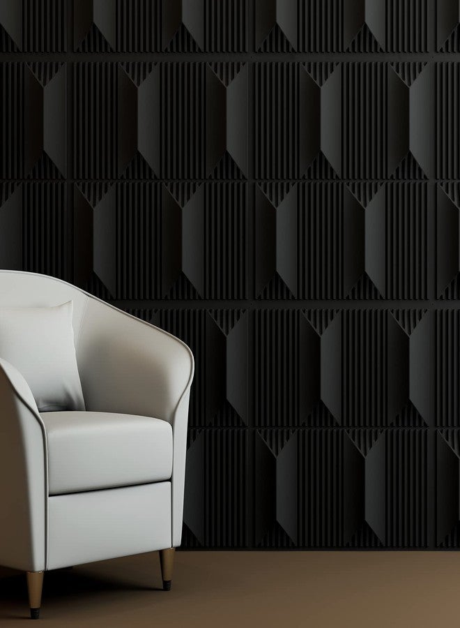 Art3dwallpanels PVC 3D Wall Panel for Interior Wall Decor in Black, Wall Decoration PVC Panel, 3D Textured Wall Panels, Pack of 12 Tiles, 50 x 50 cm - Image 1