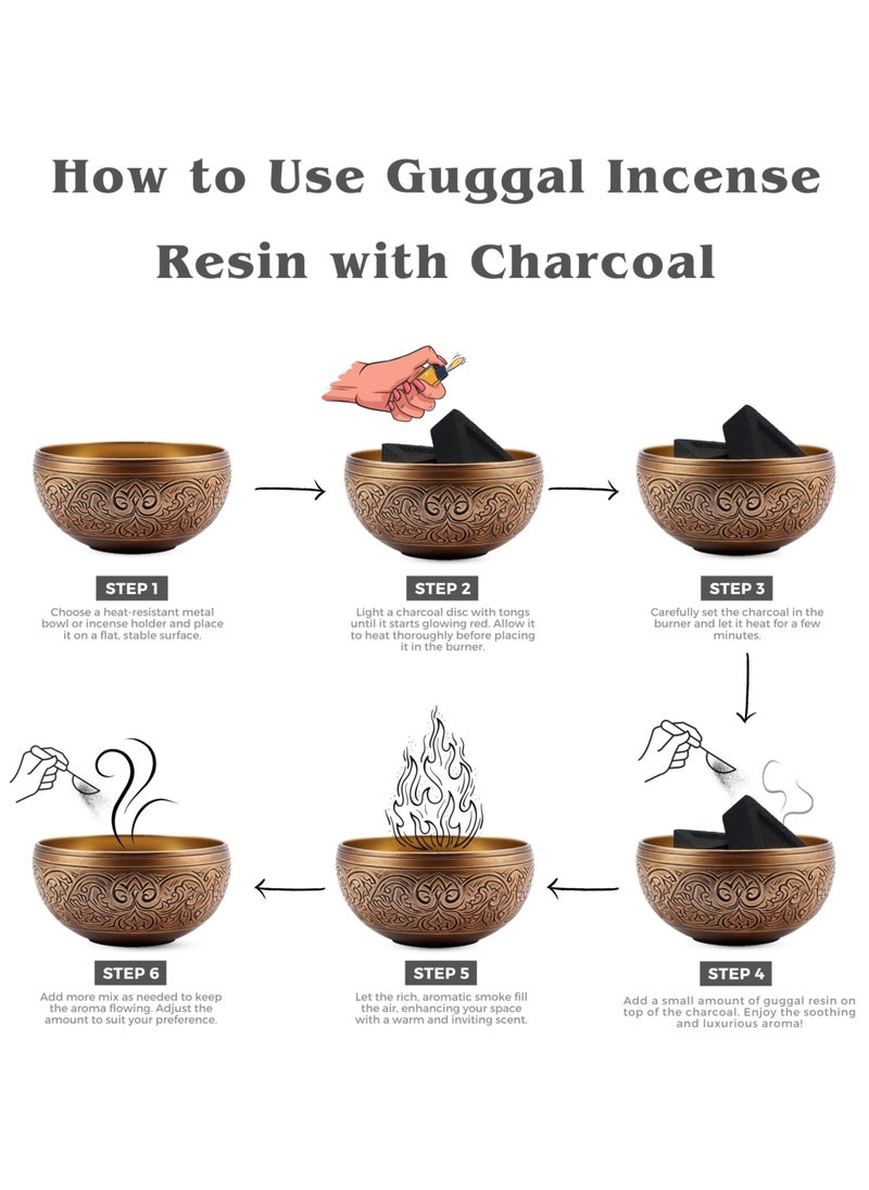 Awafi Mill - Guggal Resins | Commiphora Gum Resin with Triangle Charcoal Tablet - Image 1