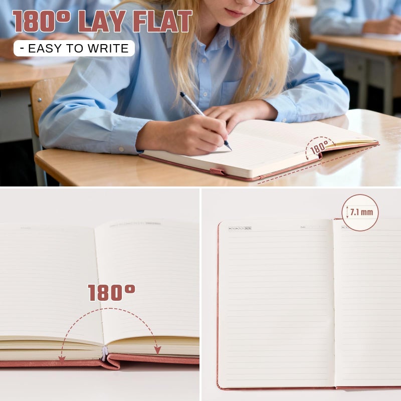 Ovesmusl Journal for Girls Women Journals for Writing 100GSM A5 Leather Notebook for Girls Ages 8-12 College Ruled 192 Pages Flower Diary with Heart-Shaped Shadow 8.3" x 5.7", Pink - Image 4