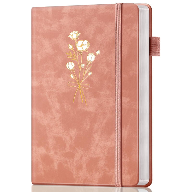 Ovesmusl Journal for Girls Women Journals for Writing 100GSM A5 Leather Notebook for Girls Ages 8-12 College Ruled 192 Pages Flower Diary with Heart-Shaped Shadow 8.3" x 5.7", Pink - Image 1