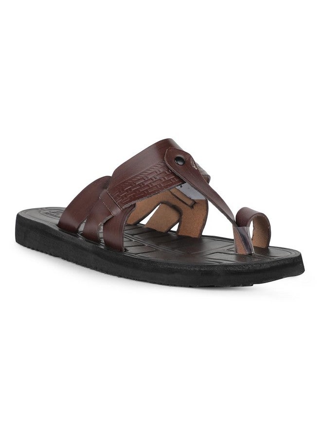 Bata Men's Leather Casual Slippers | Maroon | 8 UK - Image 1