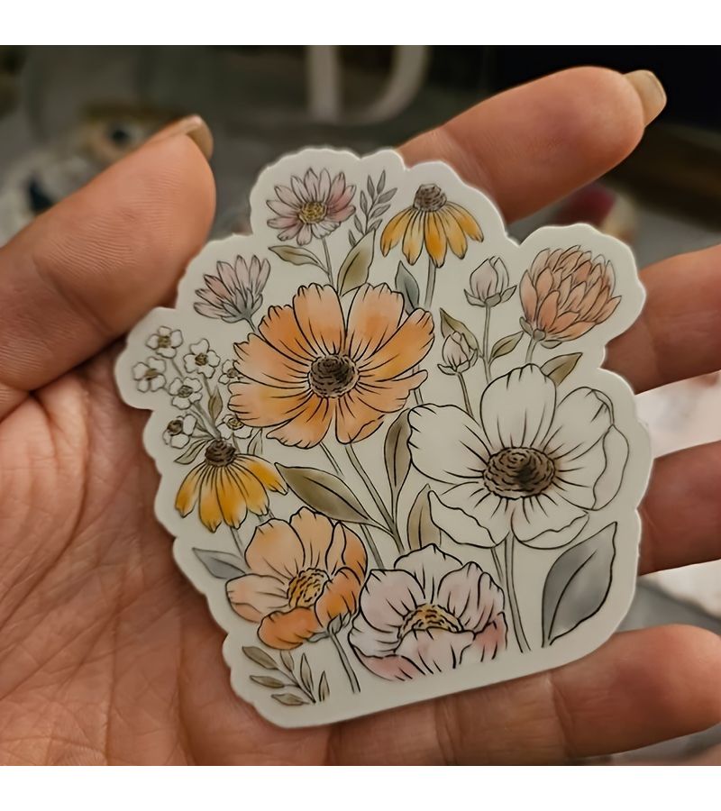 Transparent Bouquet Wild Flower Vinyl Stickers For Cup Car Decoration 2 Pieces - Image 2