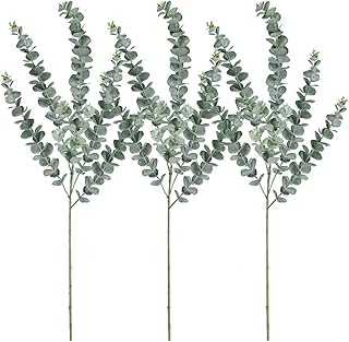 Supla 3 Pcs Faux Eucalyptus Leaves Spray Artificial Eucalyptus Branches Plants Artificial Greenery Stems 35" Tall in - Image 1