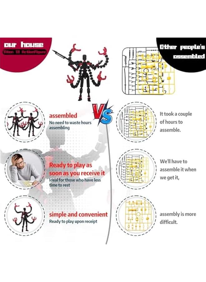 Assembly Completed T13 Action Figure 3D Printed Multi-Jointed Movable T 13 Lucky 13 Dummy 13 Nova 13 Robot 13 Action Figure Desktop Decorations for Game Lovers - Image 4