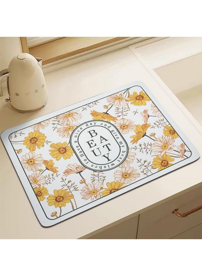 Home-Cloud HomeCloud Dish Drying Mat for Kitchen Counter Hide Stain Super Absorbent, Non-Slip, Heat-Resistant, Great for Dishes,Rack Pad, Kitchen Counter, Coffee Maker, Coffee Item (Yellow_Beauty, 50x40cm) - Image 1