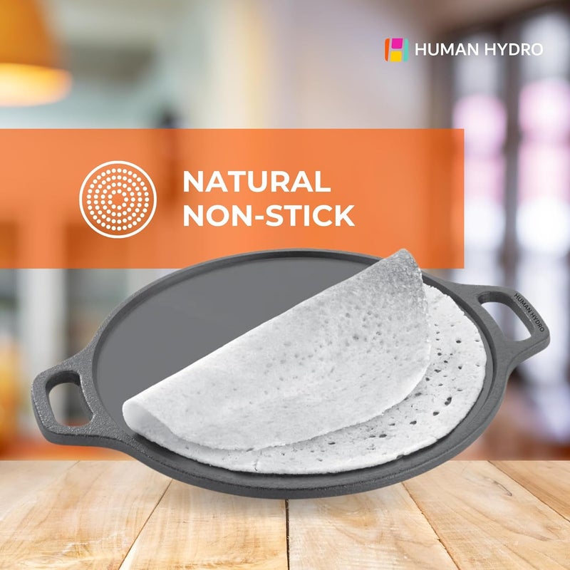 Human Hydro Premium Cast Iron Tawa 29cm 26kg 7Layer PreSeasoned Natural Oil Coating NonStick Ideal for Crisp Dosas Chapatis Roti - Image 2
