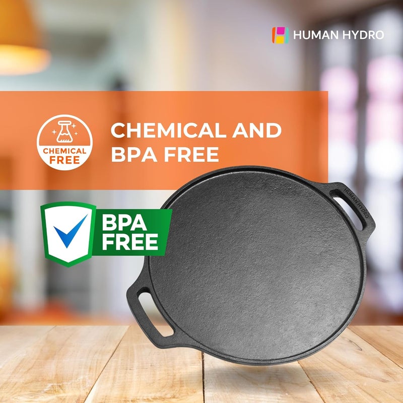 Human Hydro Premium Cast Iron Tawa 29cm 26kg 7Layer PreSeasoned Natural Oil Coating NonStick Ideal for Crisp Dosas Chapatis Roti - Image 3