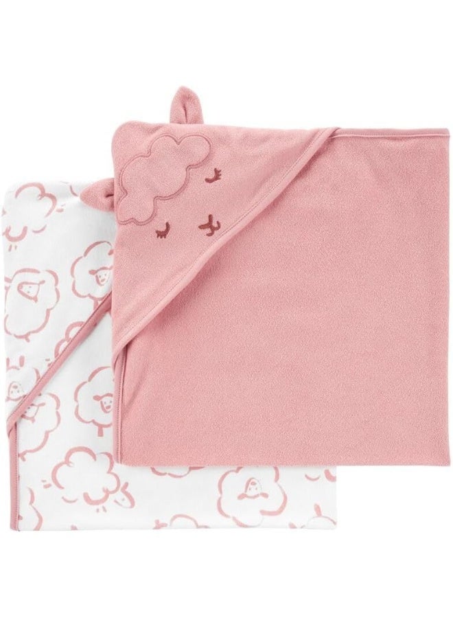 Carter's Baby Hooded Towel (2-pk Pink/White) - Image 4