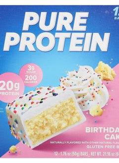 Pure Protein Gluten Free Bars Birthday Cake 12 Bars1.76 oz (50 g) Bars 