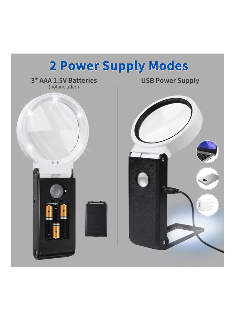 SYOSI Magnifying Glass Magnifier with Light - USB Power Standing 25X 8X Magnifying Tools - Handheld LED Illuminated Magnifier for Macular Degeneration Seniors Read Inspection Coins Jewelry Exploring - Image 2