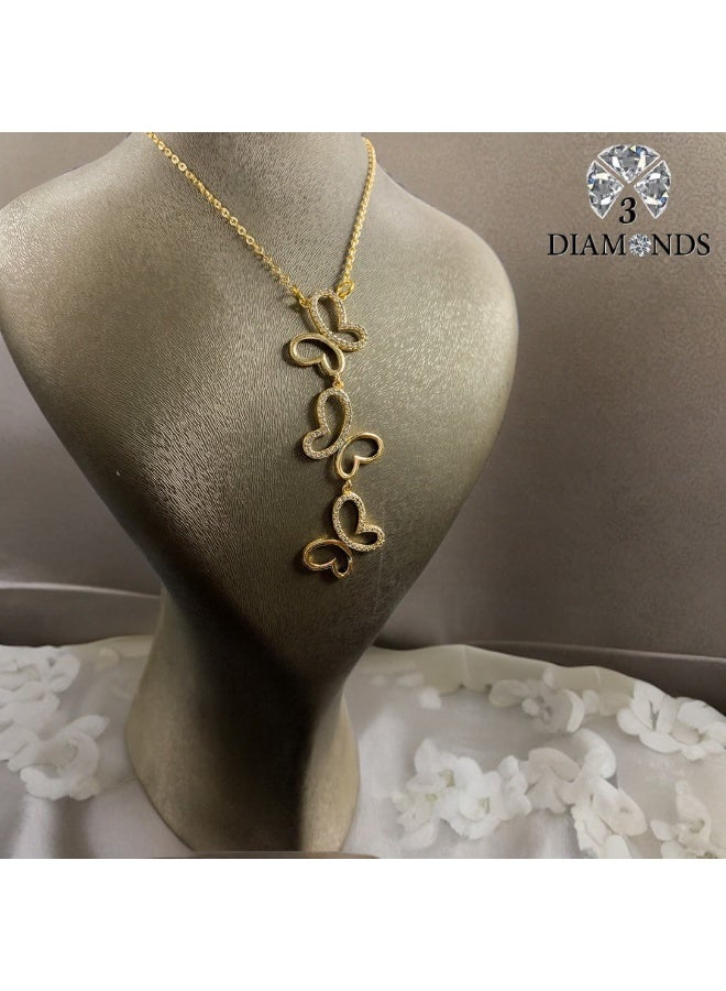3Diamonds Gold-Plated Butterfly Cascade Necklace – Elegant Crystal Pendant by 3Diamonds - Image 2