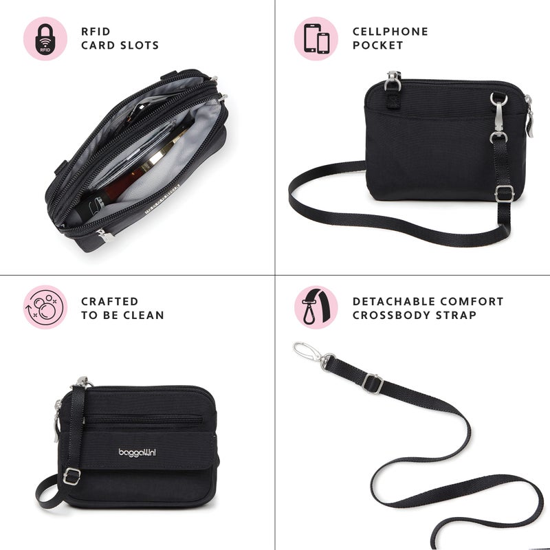 Baggallini حقيبة باغاليني النسائية الحديثة في كل مكان ميني، سوداء، مقاس واحد أمريكي - Image 2