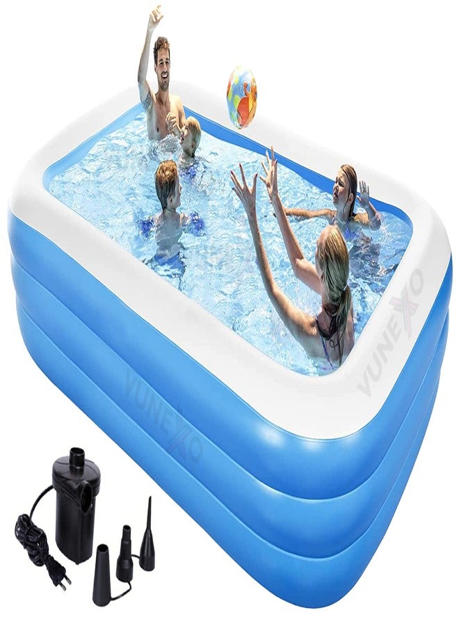 Vunexo 10Feet Swimming Pool, Inflatable Kiddie Pool, Family Lounge Pool for Kiddie, Kids, Adults, Toddlers, Infant for Ages 3+, Outdoor, Garden, Backyard, Summer Water Party with Pump - Image 1