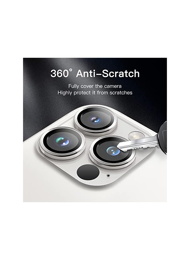 Jetech Camera Lens Protector For Iphone 14 Pro 6.1-Inch And Iphone 14 Pro Max 6.7-Inch, 9H Tempered Glass Metal Individual Ring Cover, Hd Clear, 3-Pack (Silver) - Image 4