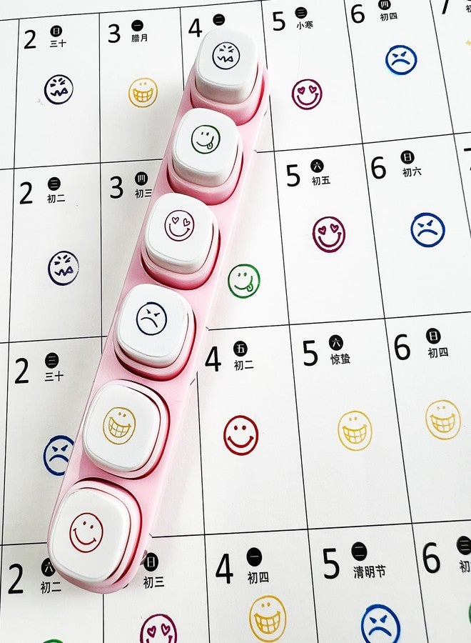ZMLSED 6-in-1 Pre Self-Inking Planner Stamp Set - Portable Mood Emoticon Multi Stamps for Bullet Journal, Travel & Daily Planning -100mm x 15mm (6 Themes, Quick-Dry Ink, Durable Case) - Image 3