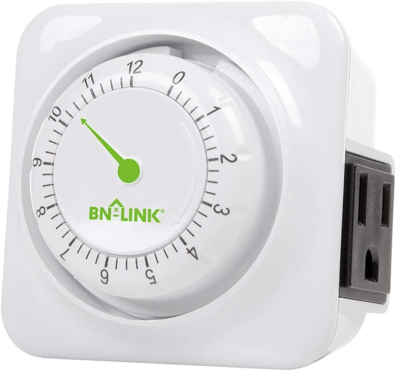 BN-LINK 12 Hour Indoor Mechanical Accurate Countdown Timer, 3-Prong Grounded Outlet, 15 Minute Increments, Energy Saving for Kitchen, Phone Charger, Lamps, Holiday Decoration 1875W, 1/2 HP, ETL Listed - Image 2