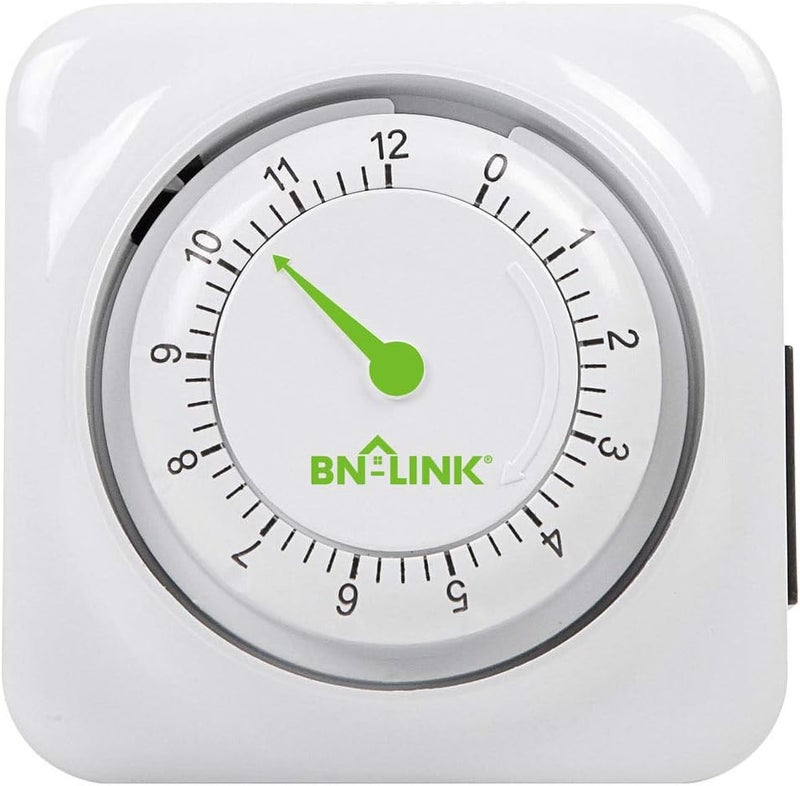 BN-LINK 12 Hour Indoor Mechanical Accurate Countdown Timer, 3-Prong Grounded Outlet, 15 Minute Increments, Energy Saving for Kitchen, Phone Charger, Lamps, Holiday Decoration 1875W, 1/2 HP, ETL Listed - Image 1