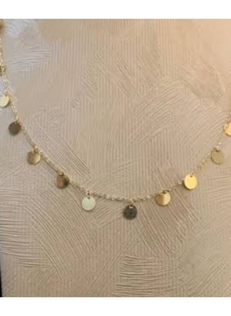 Luxuria Choker necklace with small gold disc-shaped pendants. - Image 3