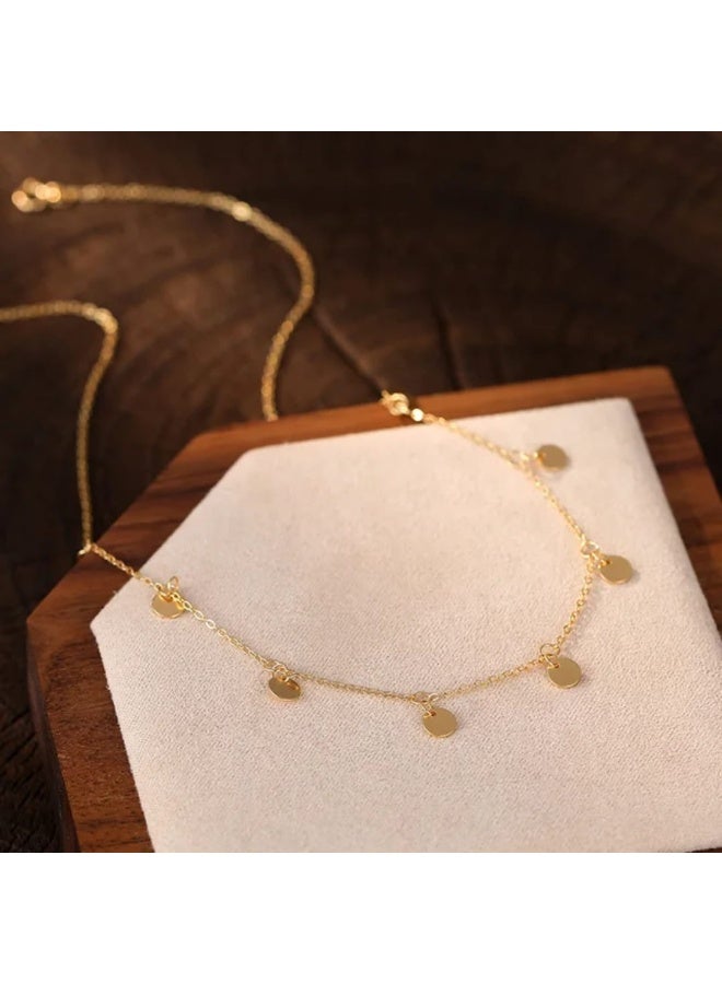 Luxuria Choker necklace with small gold disc-shaped pendants. - Image 2