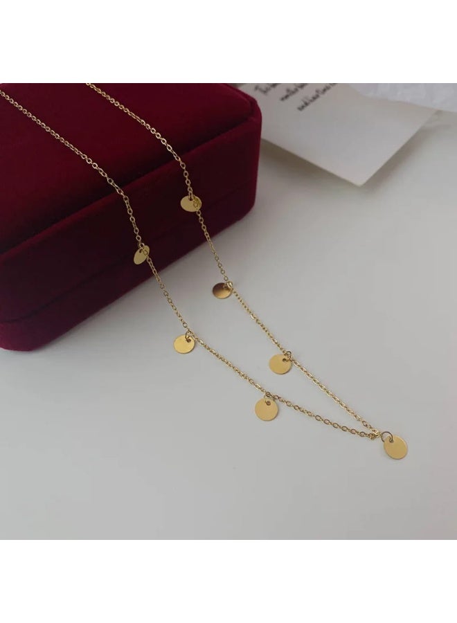 Luxuria Choker necklace with small gold disc-shaped pendants. - Image 4