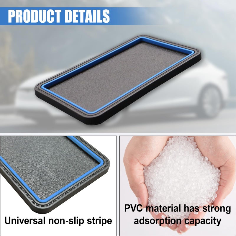 UHANBUT Car Dashboard Anti-Slip Grip Mat, Cell Phone Holder Gel Pad, Multifunctional Dashboard Sticky Pad, Universal Vehicle Interior Accessories for GPS, Keychains, Sunglasses (Blue) - Image 3