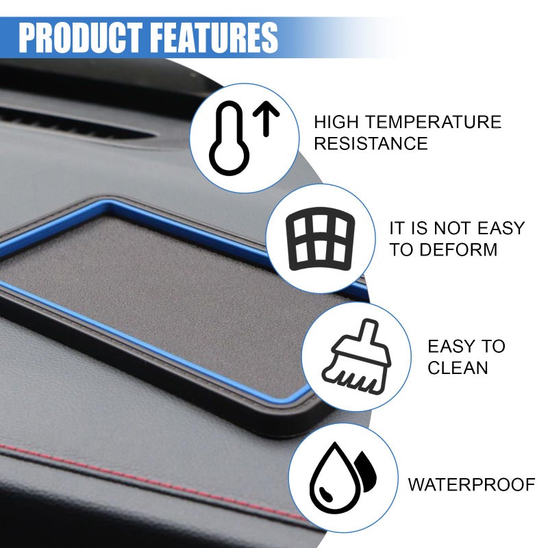 UHANBUT Car Dashboard Anti-Slip Grip Mat, Cell Phone Holder Gel Pad, Multifunctional Dashboard Sticky Pad, Universal Vehicle Interior Accessories for GPS, Keychains, Sunglasses (Blue) - Image 4