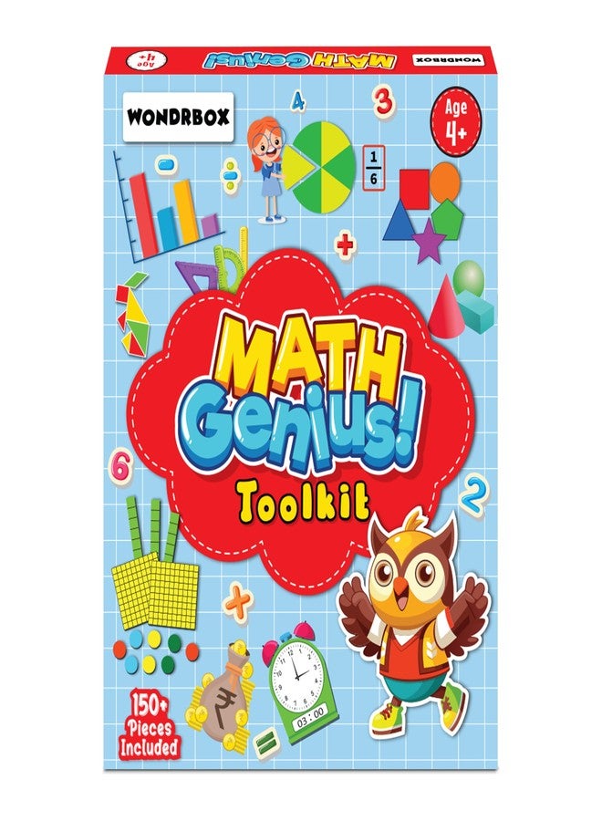 WONDRBOX Math Genius Games for Kids, Learn Addition, Subtraction, Money, Clock, Tangram Activities for 2 3 4 5 Year Old STEM Preschool Learning Montessori Toys Gifts for Kids Boy Girl Toddler - Image 1