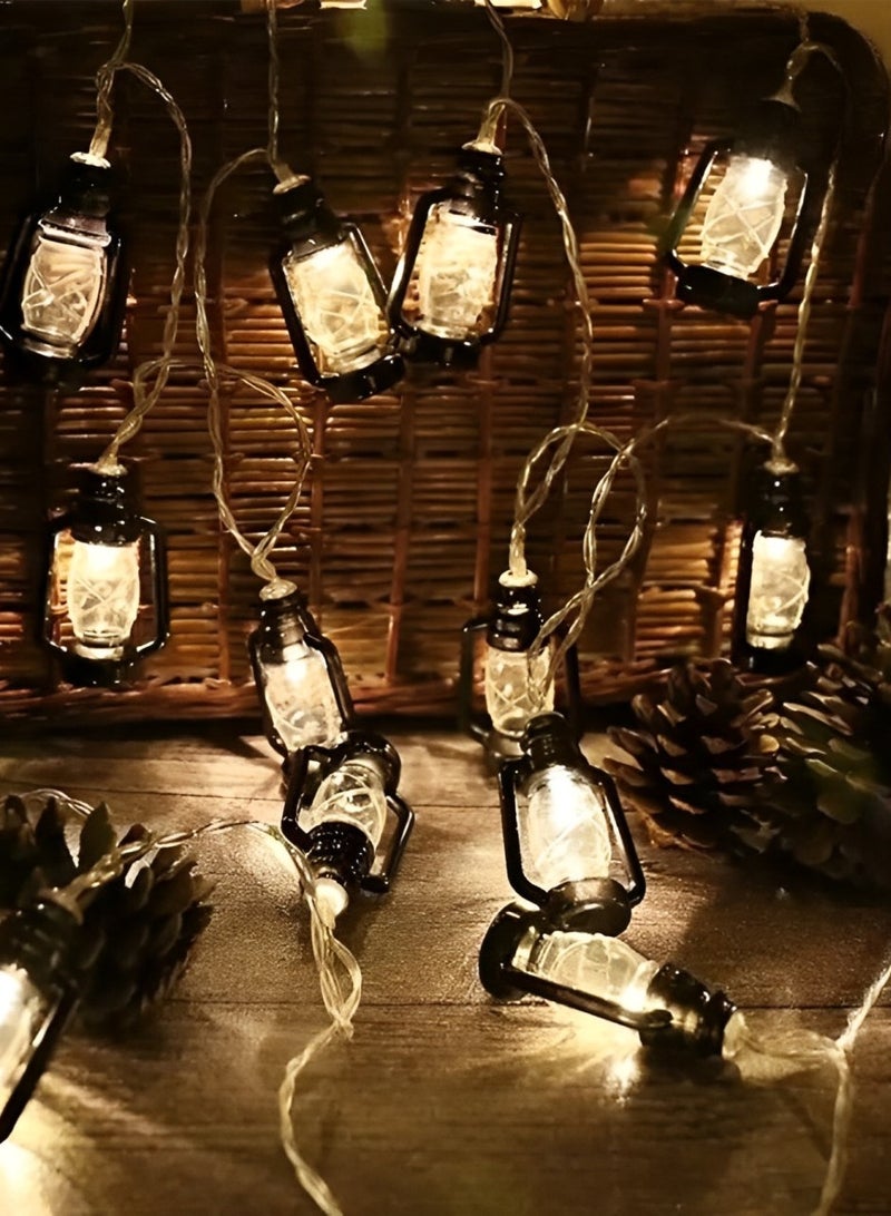 1.5m Black Lantern Shape LED Lights (Warm White)