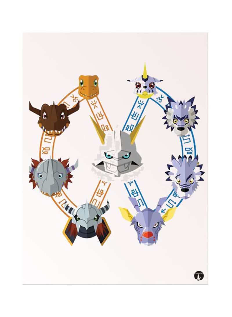 RKN Metal Plate Of The Anime Digimon Poster Multicolour